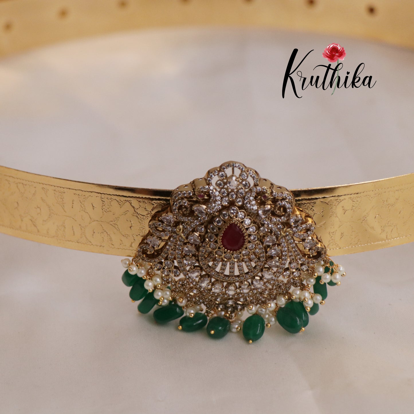 Simple Light Weight CZ Sparking Peacock Victorian Hip Belt V289 (Available in 2 Colours)