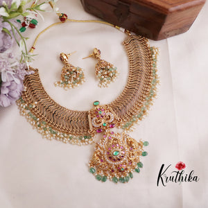 Premium Gold Plated Peacock Design Bridal Necklace NC2051