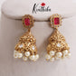 Simple AD Jhumkas with Pearls Drops E734 (Available in 2 Colours)