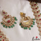 Stunning Mango Peacock Motifs CZ Haaram With Green Bead Drops LH2136 (Available In 2 Colors)
