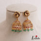 Trendy Antique Peacock Motifs Jadau Jhumkas With Green Bead Drops E1162 (Available In 2 Colors)