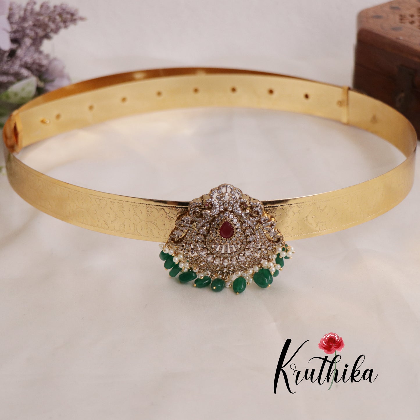 Simple Light Weight CZ Sparking Peacock Victorian Hip Belt V289 (Available in 2 Colours)