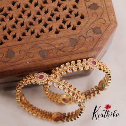 Trendy AD Floral Bangles B310 (Set of 2 Bangles)