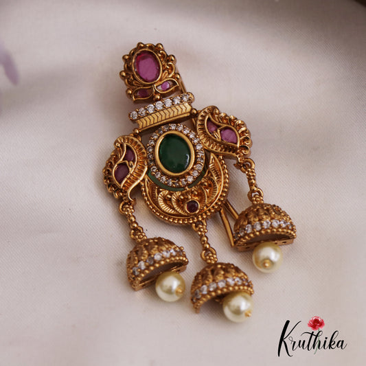 Beautiful Kemp Jada Billa With Jhumka Pearl Drops J348