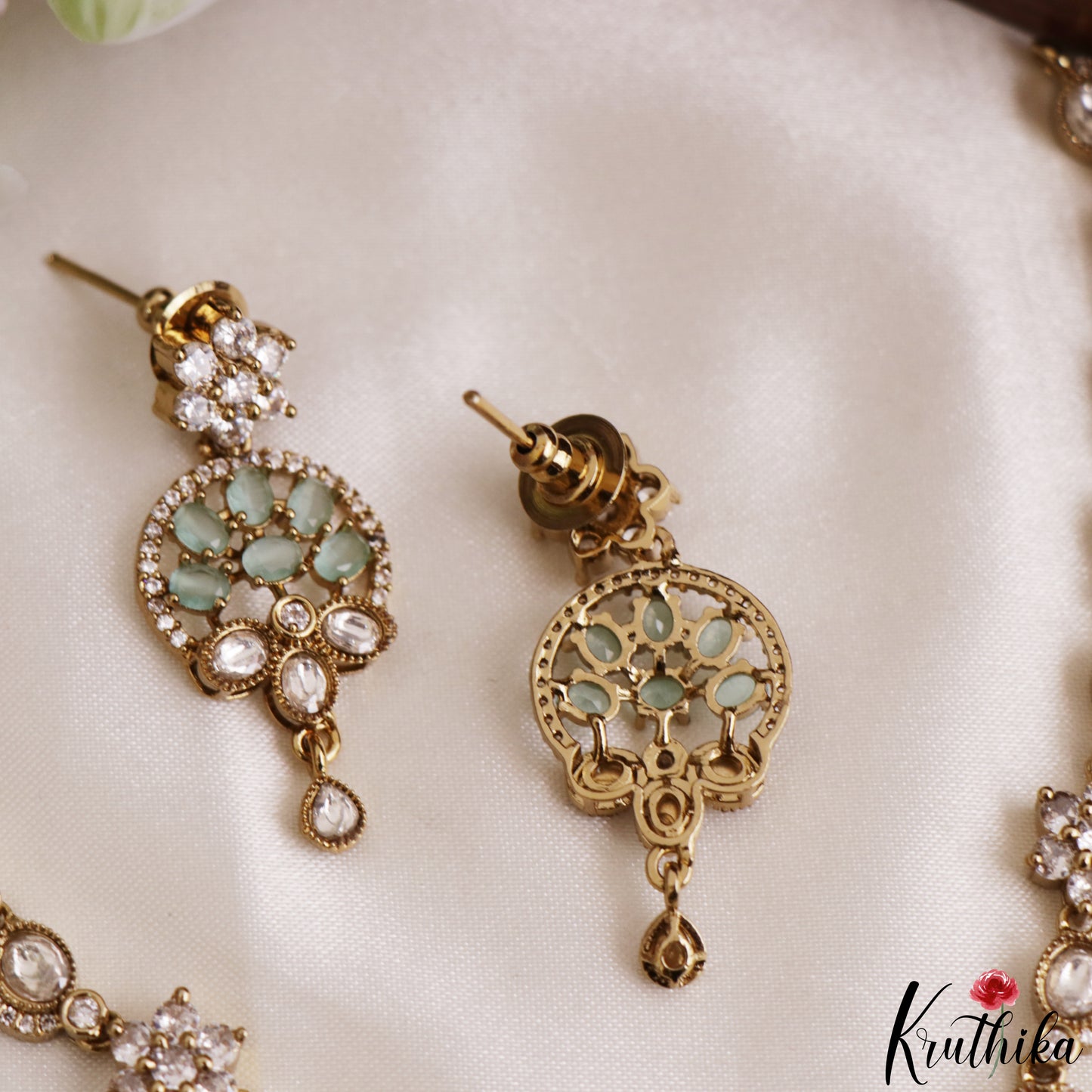 Classic Floral Motifs Polki CZ Victorian Necklace NC3190 (Available In 4 Colors)