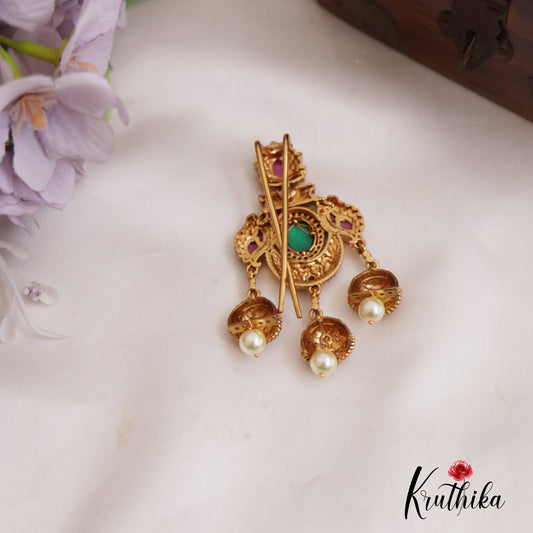 Beautiful Kemp Jada Billa With Jhumka Pearl Drops J348