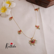 Trendy Moon Design Jadau Muti Stone Pendant with Pastel Green Drops NC2021