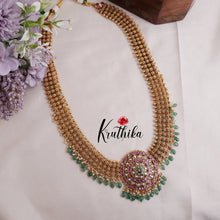 Premium Three Layer Jadau Floral Haaram with Pastel Green Beads LH1898