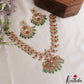 Stunning Mango Peacock Motifs CZ Necklace With Green Bead Drops NC3089 (Available In 2 Colors)