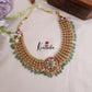 Premium Three Layer Jadau Floral Necklace with Pastel Green Beads NC2047