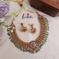 Premium Three Layer Jadau Floral Necklace with Pastel Green Beads NC2047