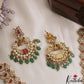 Stunning Mango Peacock Motifs CZ Necklace With Green Bead Drops NC3089 (Available In 2 Colors)