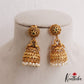 Pretty Antique Floral Peacock Motifs Jhumkas With Pearl Drops E1165 (Available In 2 Colors)