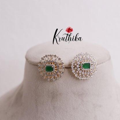 Trendy CZ Sparkling Ear Studs E740 (Available in 2 Colours)