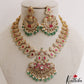 Stunning Mango Peacock Motifs CZ Necklace With Green Bead Drops NC3089 (Available In 2 Colors)