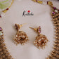 Premium Three Layer Jadau Floral Necklace with Pastel Green Beads NC2047