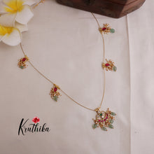 Simple Jadau Pendant Invisible Chain with Pastel Green Beads NC2020