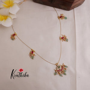 Simple Jadau Pendant Invisible Chain with Pastel Green Beads NC2020