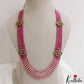 Stunning Multi Layered Crystal & Pearl Haaram With Peacock Accents LH2138 (Available In 2 Colors)