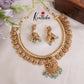 Elegant Jadau Manga Design Jalebi Style Necklace with Pastel Green Beads NC2043
