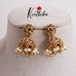 Beautiful Peacock Lakshmi Jhumkas with Pearls and Golden Beads Drops E732