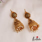Pretty Antique Floral Peacock Motifs Jhumkas With Pearl Drops E1165 (Available In 2 Colors)