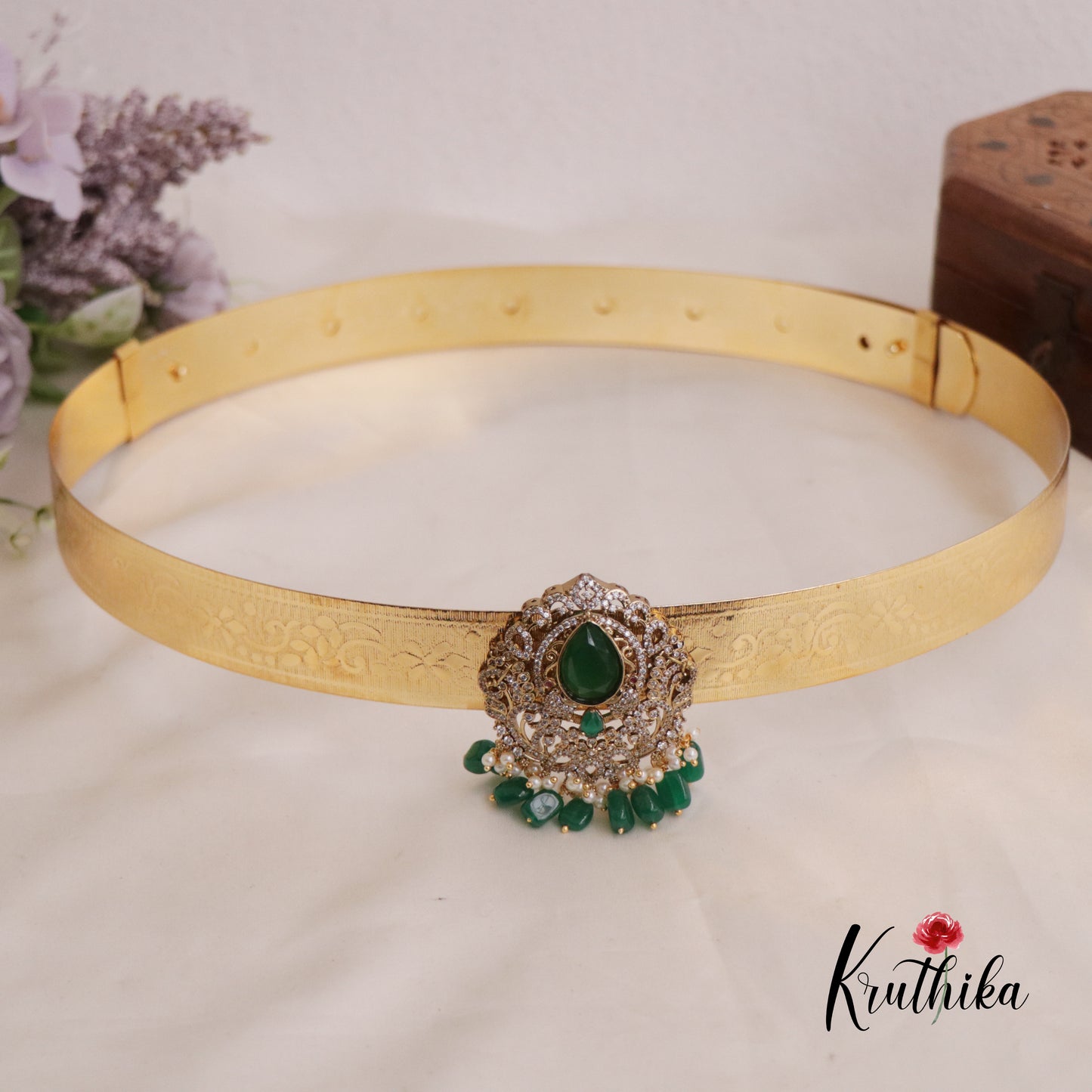 Trendy Light Weight CZ Sparking Peacock Victorian Hip Belt V288 (Available in 2 Colours)