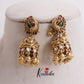 Beautiful Peacock Kundan Jhumkas with Golden Beads Drops E737