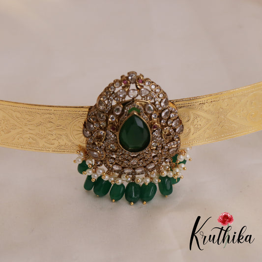 Beautiful AD Peacock Victorian Hip belt with Beads Drops V287 (Available in 3  Colours)