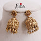 Elegant Temple Ganesha Jhumkas with Golden Beads Drops E738