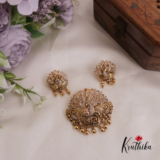 Beautiful CZ Peacock Pendant Set PS235