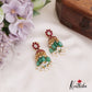 Stunning Floral Motifs Jadau Jhumkas With Green Bead Drops E915