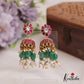Stunning Floral Motifs Jadau Jhumkas With Green Bead Drops E915