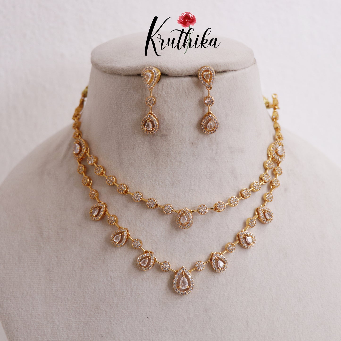 Trendy Two Layer AD/Victorian Necklace NC1751 (Available in 4 Colours)