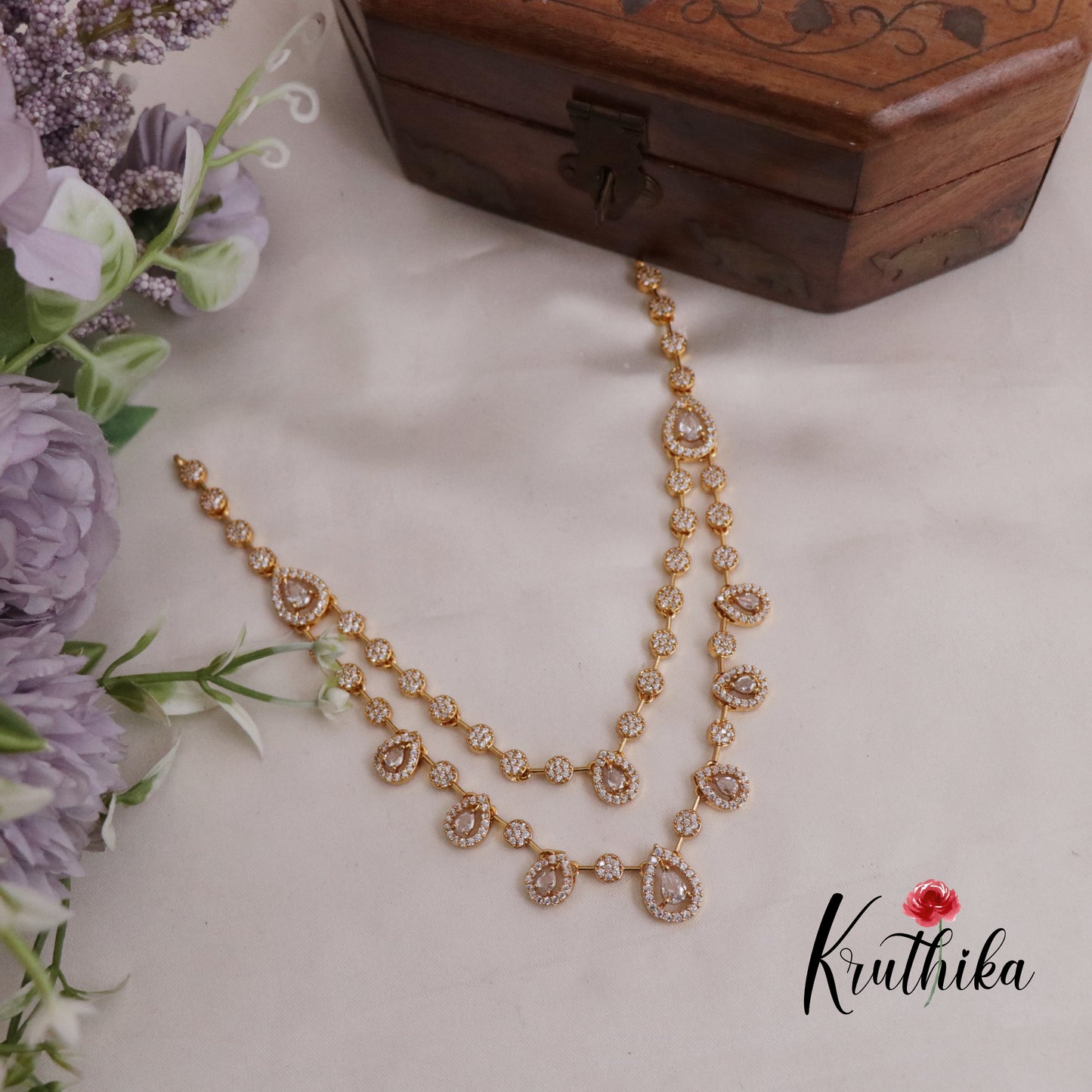 Trendy Two Layer AD/Victorian Necklace NC1751 (Available in 4 Colours)