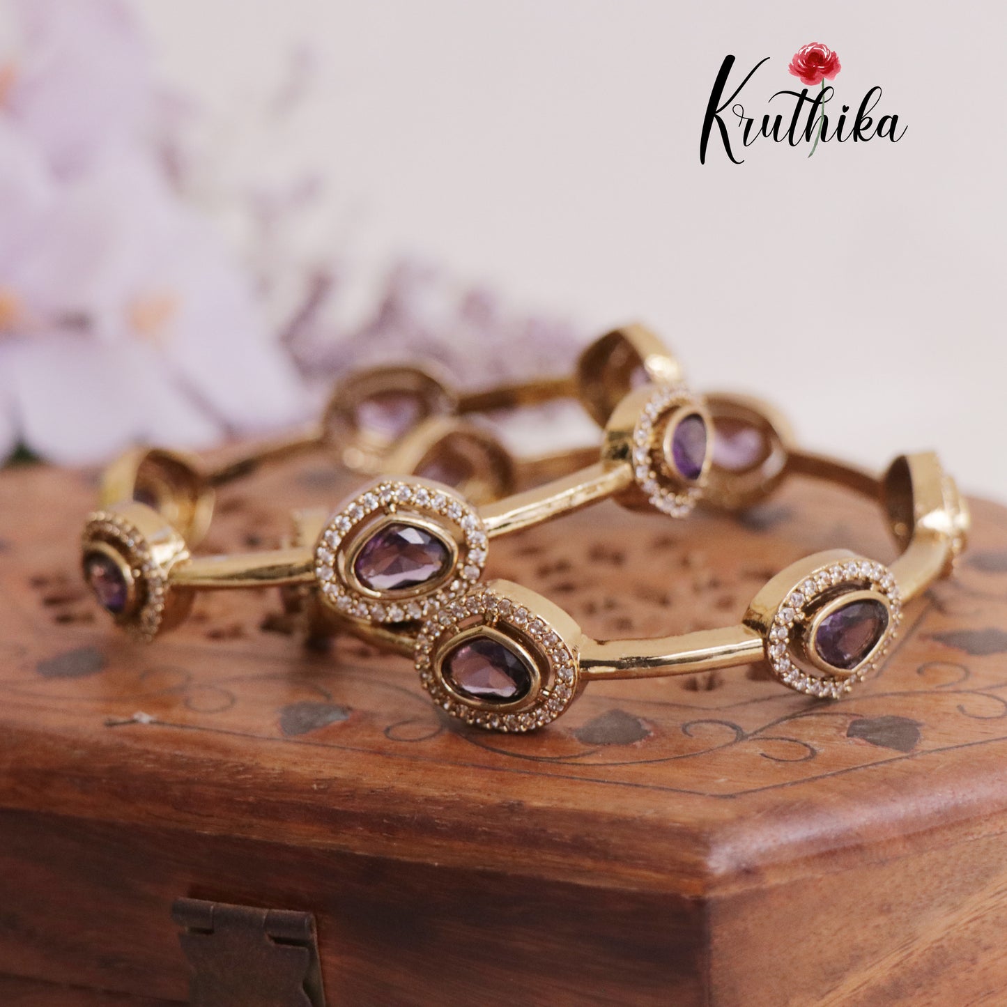 Trendy AD Victorian Bangles B235 (Set of 2 Bangles) (Available in 4 Colours)