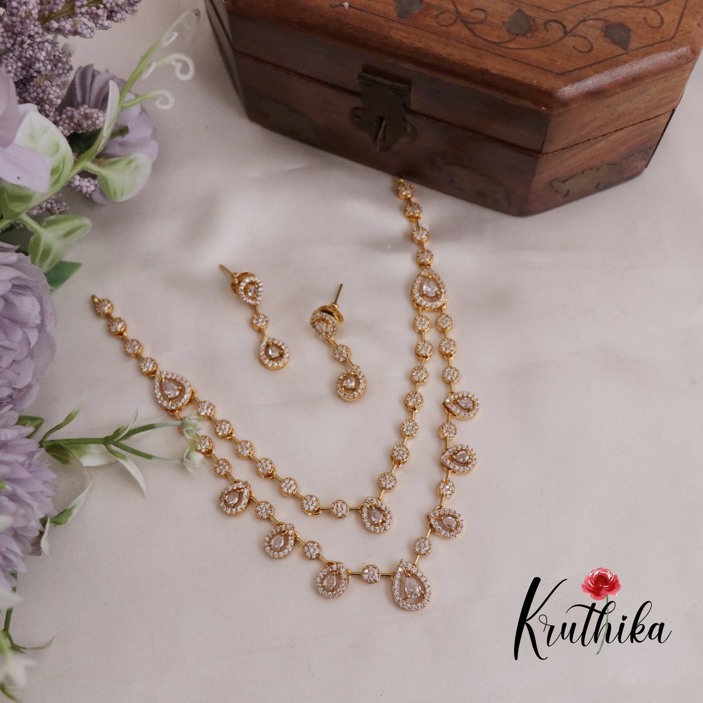 Trendy Two Layer AD/Victorian Necklace NC1751 (Available in 4 Colours)