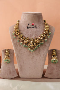 Elegant Lakshmi Necklace-Green Beads NC1306