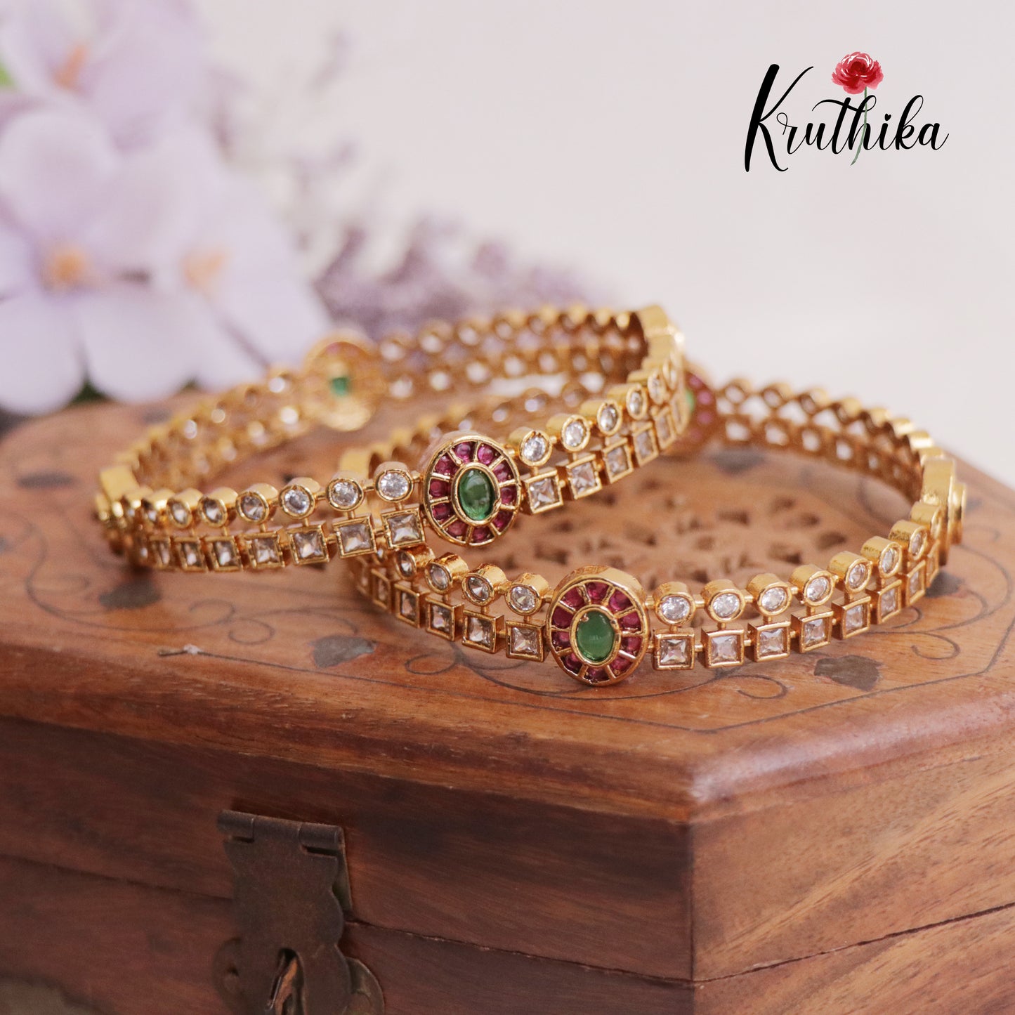 Beautiful AD Kemp Bangles B307 (Set of 2 Bangles)