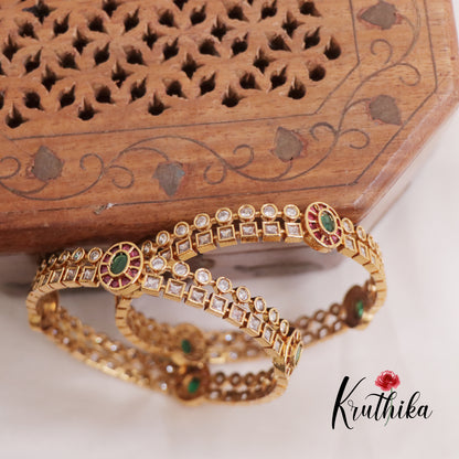 Beautiful AD Kemp Bangles B307 (Set of 2 Bangles)