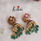 Royal Floral Kundan Jadau jhumka with Green Beads Drops E770
