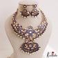 Gorgeous Peacock Floral Motifs Jadau Necklace With Pearl Bead Drops NC3192