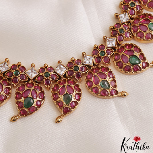 Beautiful Mango Motifs Jadau Necklace NC3093