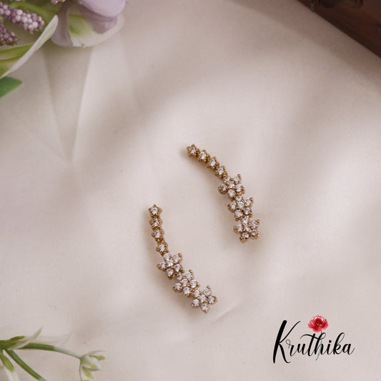 Trendy Dainty AD Stones Ear Climbers / Ear cuffs E726