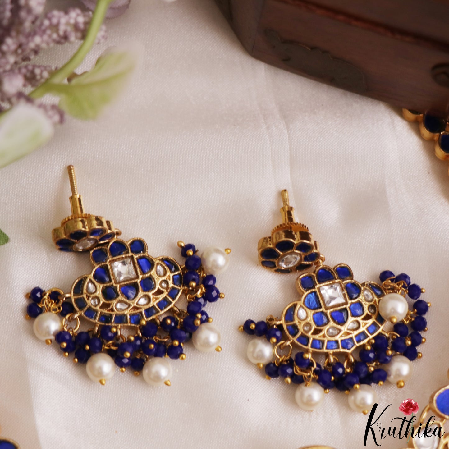 Gorgeous Peacock Floral Motifs Jadau Necklace With Pearl Bead Drops NC3192