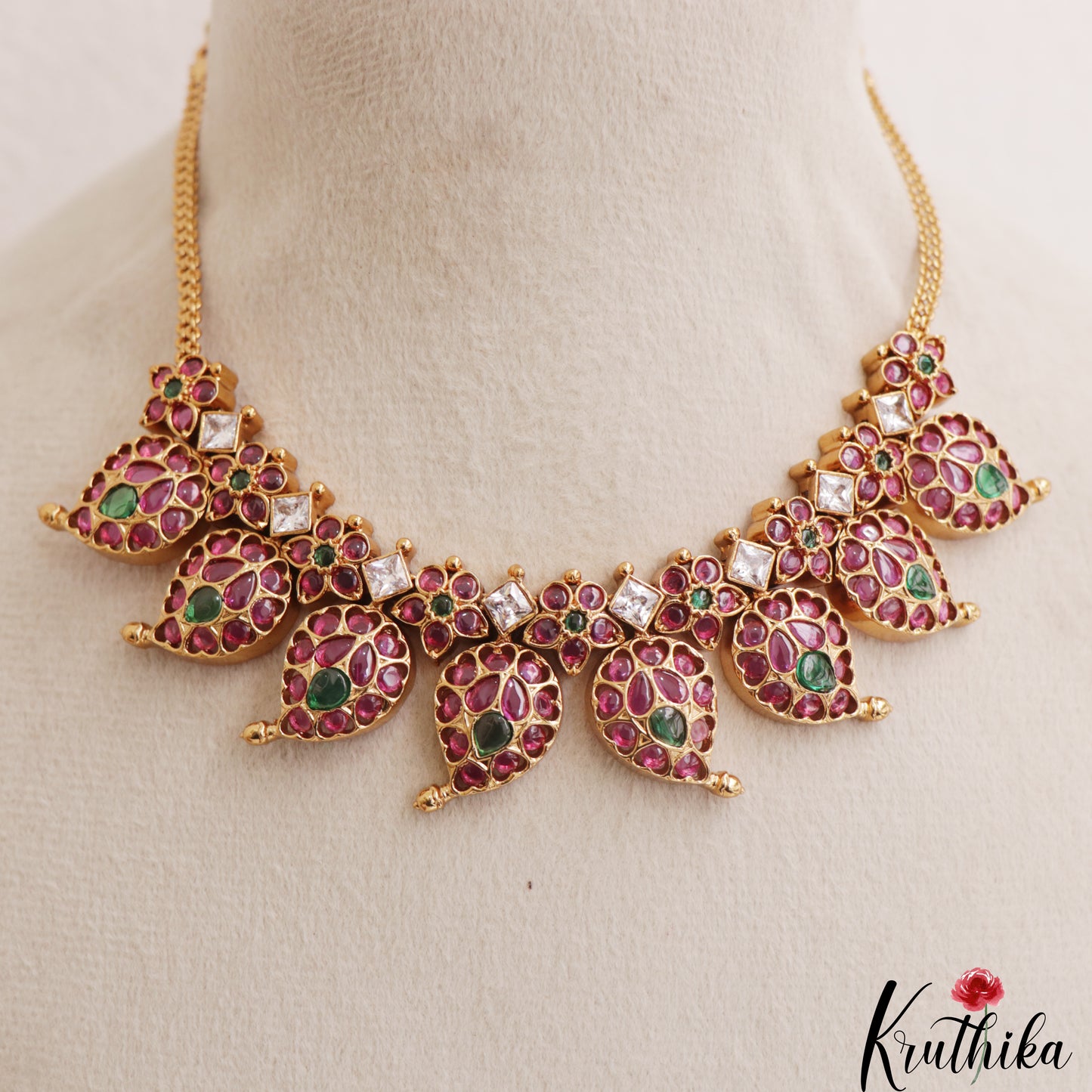 Beautiful Mango Motifs Jadau Necklace NC3093