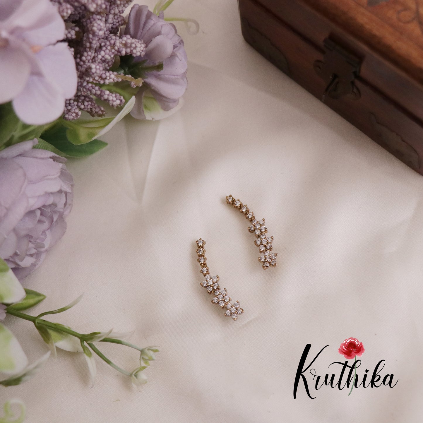 Trendy Dainty AD Stones Ear Climbers / Ear cuffs E726