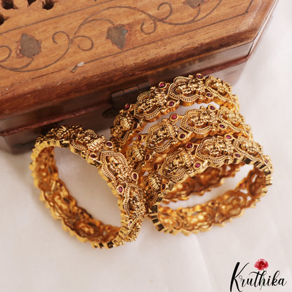 Premium Antique Lakshmi Motifs Kids Temple Bangles B547 (Set Of 4 Bangles)