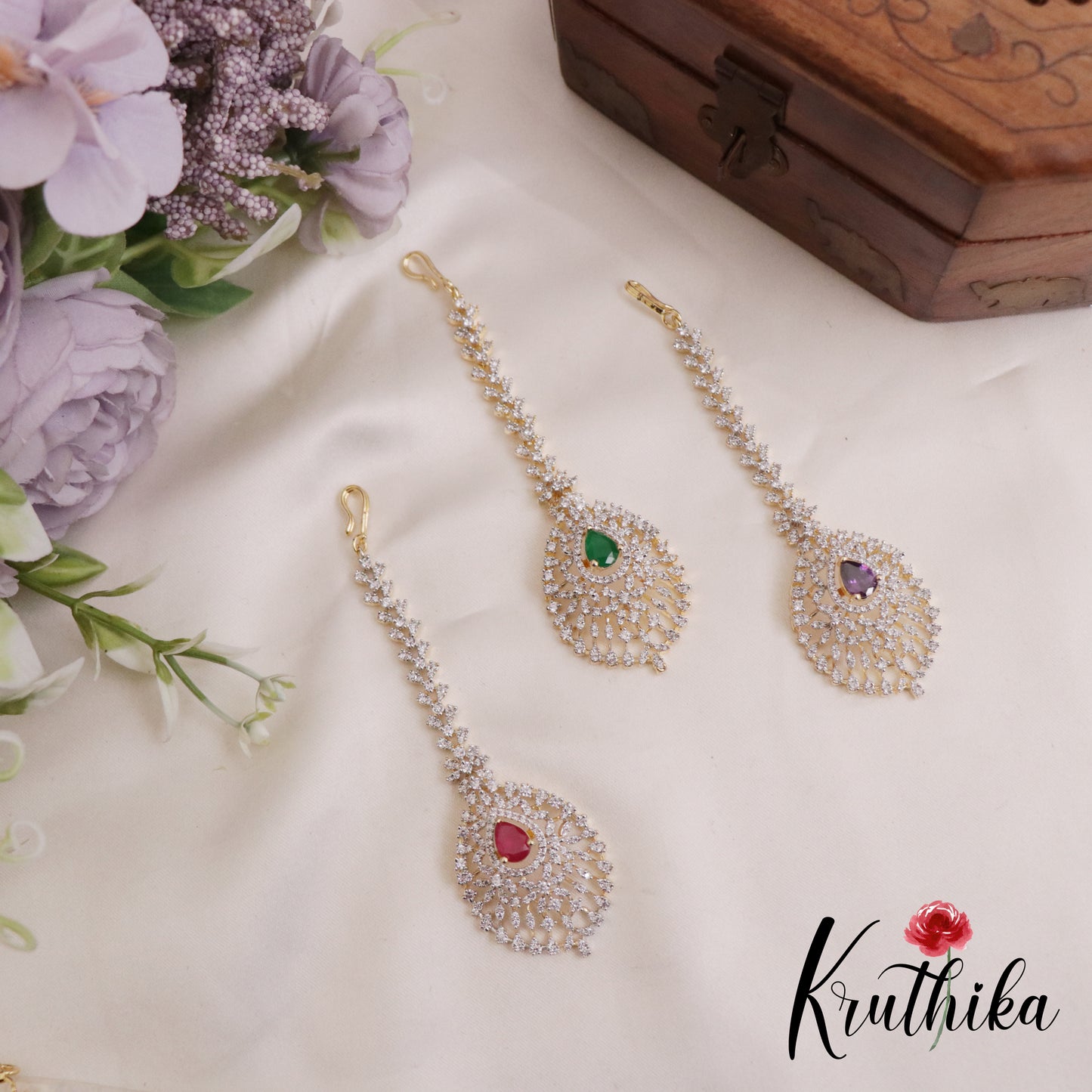 Trendy CZ Sparkling Maang Tikka MT285 (Available in 3 Colours)