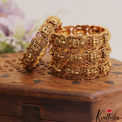 Premium Antique Lakshmi Motifs Kids Temple Bangles B547 (Set Of 4 Bangles)